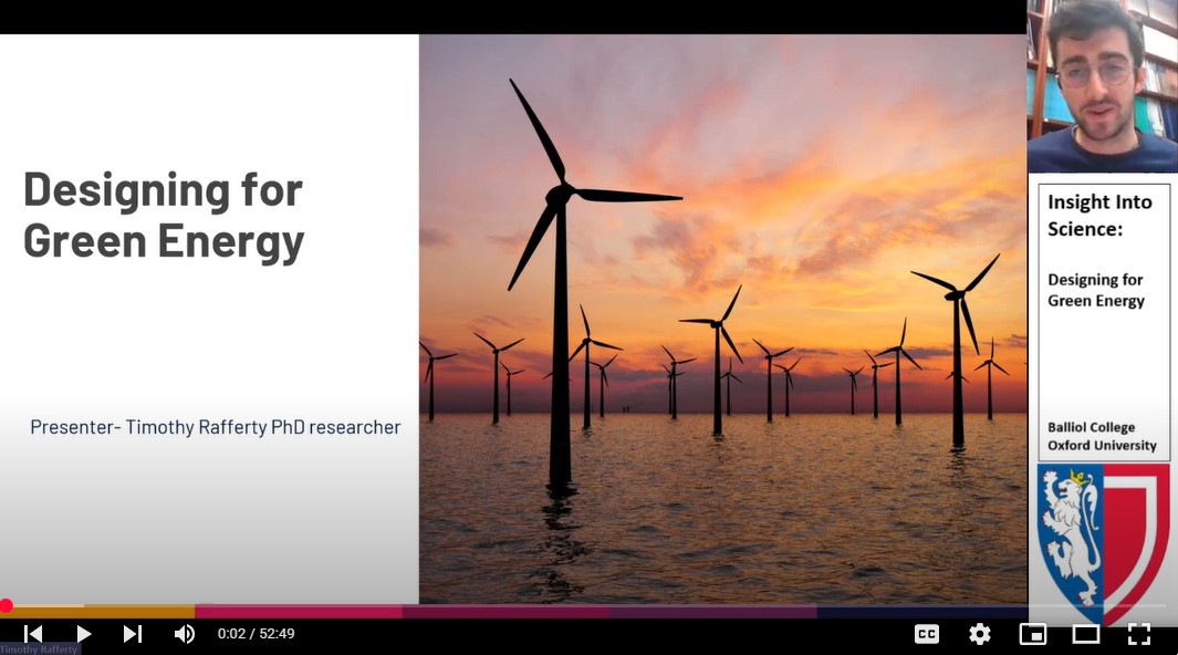 This #EarthDay, we're spotlighting a lecture from PhD researcher Timothy Rafferty on designing for green energy - with a focus on wind turbines. Part of Balliol's 'Insight into Science 2025' lecture series for Year 11 &amp; 12 students. youtube.com/watch?v=EPv5YS…