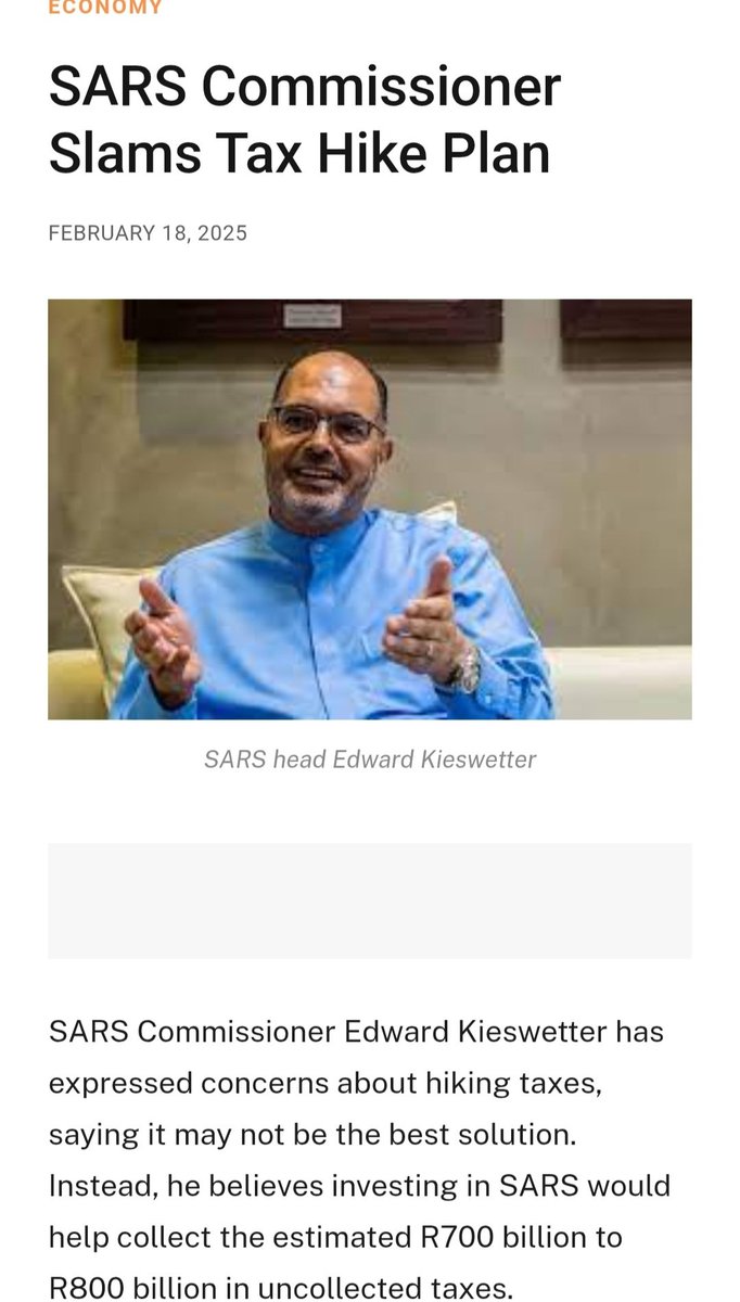 So SARS has basically told the government that we don't need Tax hikes. We only need to capacitate SARS to collect more than R700 Billion in uncollected taxes. Somebody tell me why the ANC chooses to increase taxes instead of collecting unpaid taxes🤔?