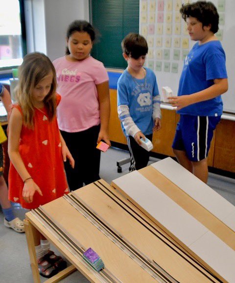 Our 3rd graders in Mrs. Marques' class had an AMAZING time exploring force, motion, friction, &amp; energy with the incredible Prof. Manolis Veveakis from Duke and four awesome Duke students! They brought the magic of maglev trains to life with a hands-on building &amp; racing activity