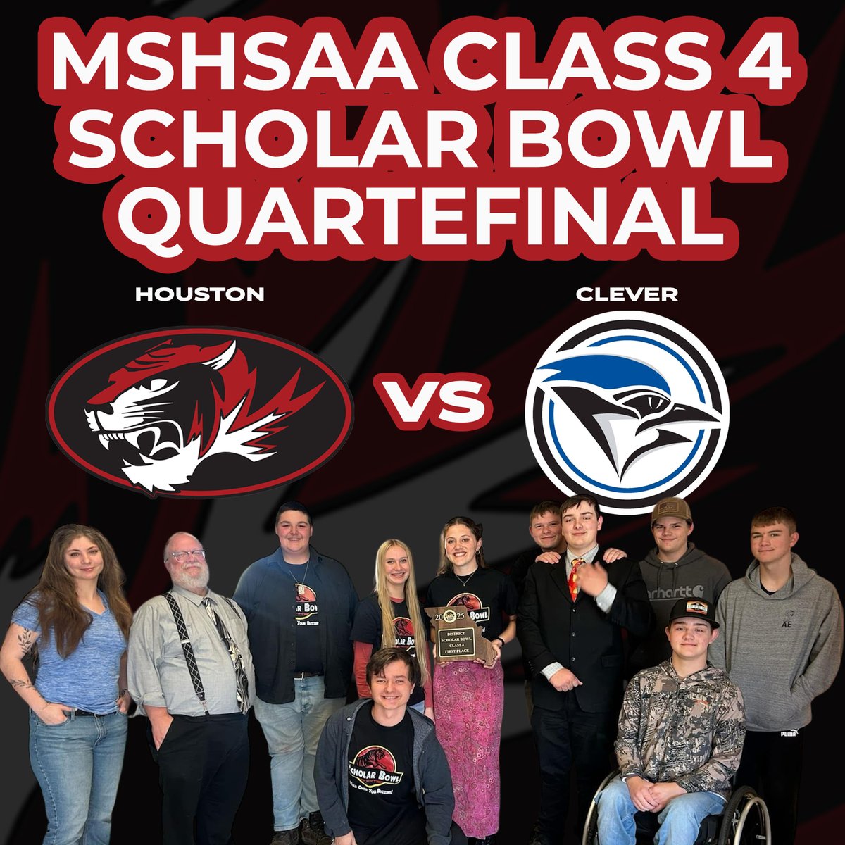 𝙃𝙃𝙎 𝙎𝘾𝙃𝙊𝙇𝘼𝙍 𝘽𝙊𝙒𝙇 competes in postseason play tonight in the MSHSAA Class 4 Quarterfinals. The Tigers face Clever in a best 2-out-of-3 matchup. Good luck, Tigers!

🟥 #𝙏𝙝𝙚𝙏𝙞𝙜𝙚𝙧𝙒𝙖𝙮 🟥