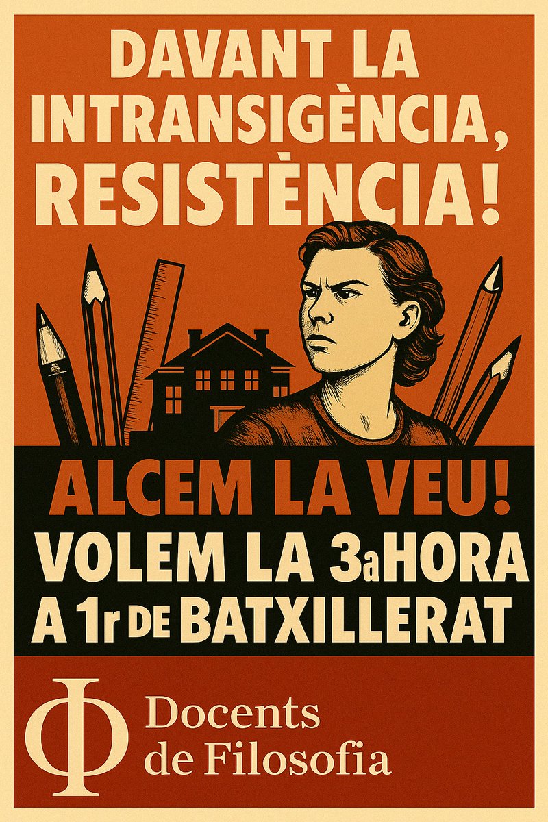 DocentsFilosof's tweet photo. Davant la intransigència, resistència! Volem la 3a hora  a 1r de Batxillerat! https://t.co/QGvB4j0Afw