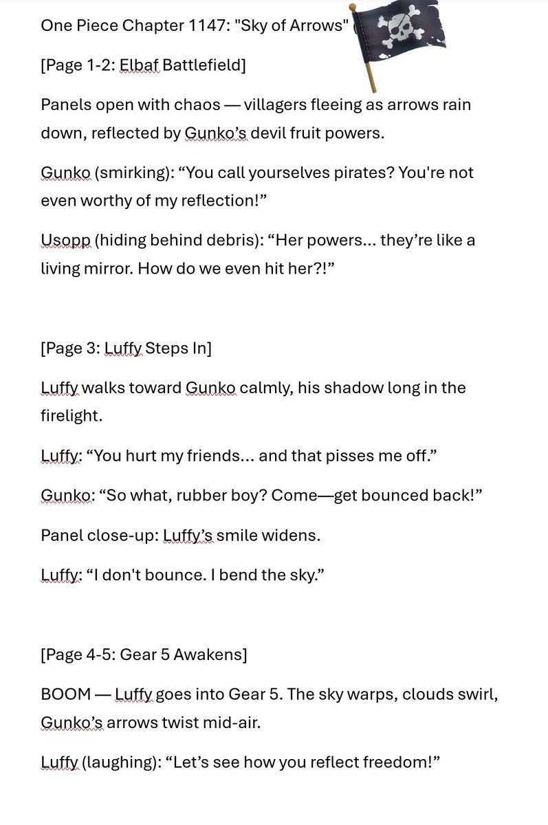 WWELiveUpdates5's tweet photo. #ONEPIECE1147 Full Manga Spoilers
Luffy Gear 5 vs Gunko
.
.
.
#ONEPIECE #ONEPIECE1146 #onepiece1126 #opspoilers #onbr #onepiecebountyrush #Bountyrush #Netflix #crunchroll #ChatGPT #Mangaplus #shunisha https://t.co/3gVkbxh5hw