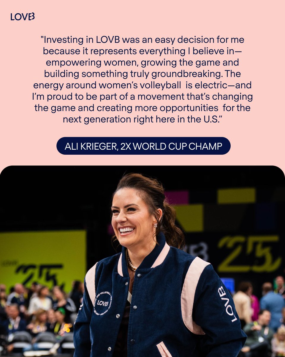 League One Volleyball (@leagueonevb) on Twitter photo LOVB is thrilled to announce our newest investor – Ali Krieger!
2x World Cup champion, NWSL champion, ESPN analyst and former youth club volleyball player, <a href="/alikrieger/">Ali Krieger</a> knows how important it is to provide better opportunities and outcomes for women in sport. We’re proud to have LOVB is thrilled to announce our newest investor – Ali Krieger!
2x World Cup champion, NWSL champion, ESPN analyst and former youth club volleyball player, <a href="/alikrieger/">Ali Krieger</a> knows how important it is to provide better opportunities and outcomes for women in sport. We’re proud to have