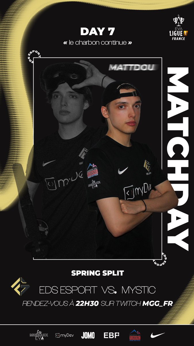 Jour de match !!🏆

6 ème match de la #EVALEAGUE 1.
 
🆚 <a href="/MysticEsportVR/">Mystic</a>
📅 ce soir 
⏰ 22h30
📍m.twitch.tv/mgg_fr/
👉 SOYEZ AU RDV 🔥 🔥 

#LECHARBONCONTINUE🔥🔥