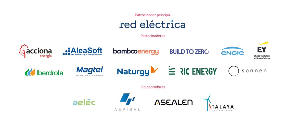 Per_Energia's tweet photo. Gracias a los patrocinadores y colaboradores del #ForoAlmacenamiento25: @RedElectricaREE @ACCIONAEnergia @aleasoftenergy @Bamboo_Platform #BuildtoZero @ENGIEgroup @EY_Spain @Iberdrola @GrupoMagtel @Naturgy #RICEnergy @sonnen_es @aelec_es @aepibal @ASEALEN_ #AtalayaGeneración https://t.co/1RrKRWy3Ix
