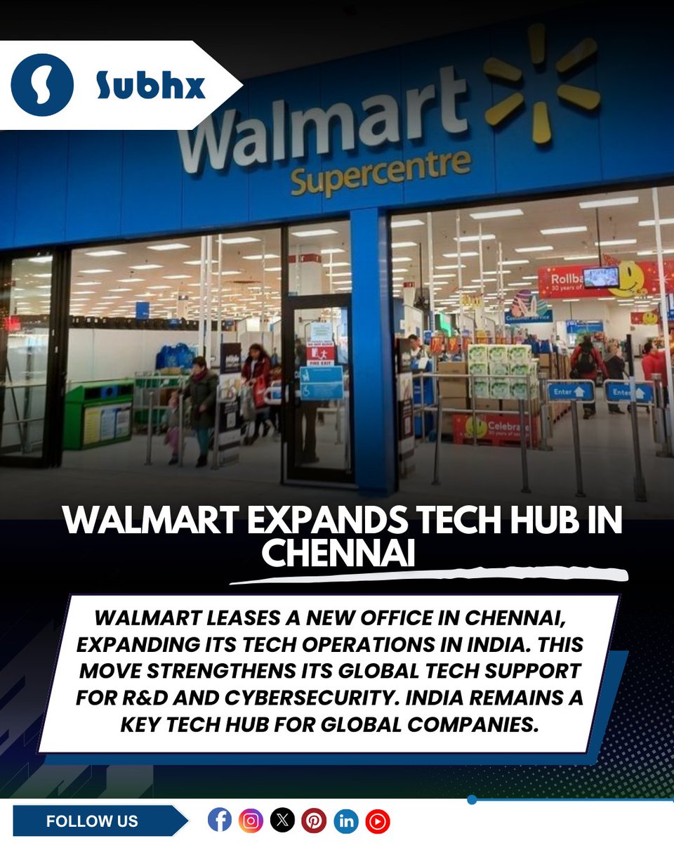 subhxinfotech's tweet image. Walmart leases a new office in Chennai, expanding its tech operations in India. This move strengthens its global tech support for R&amp;amp;D and cybersecurity. India remains a key tech hub for global companies.
#WalmartGlobalTech #ChennaiTech #IndiaIT #TechExpansion