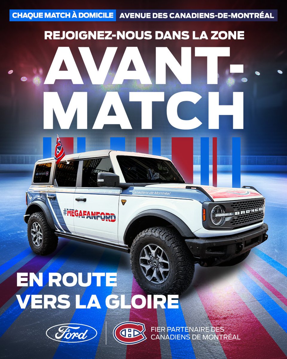 megafanford's tweet image. Fêtez les séries éliminatoires avec @FordCanada devant le Centre Bell avant chaque match à domicile pendant les séries éliminatoires 🏒

Ne ratez pas cette opportunité de participer à nos jeux et tenter votre chance de gagner des prix et des billets pour un match des Canadiens !