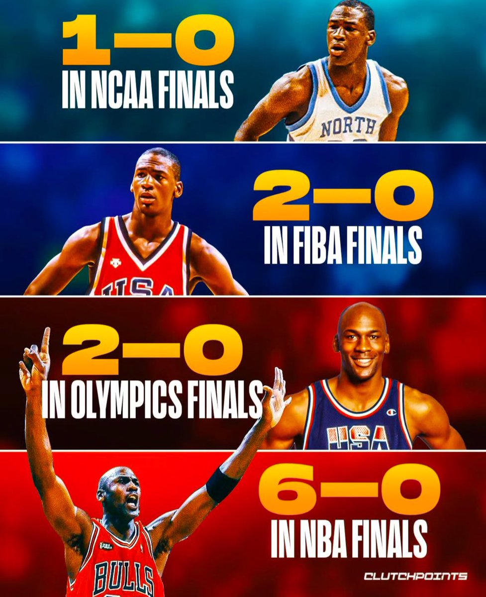 Michael Jordan NUNCA perdió una Final en la que estaba en juego ganar un título 🏆

11-0

Cosas de Su Majestad 🐐