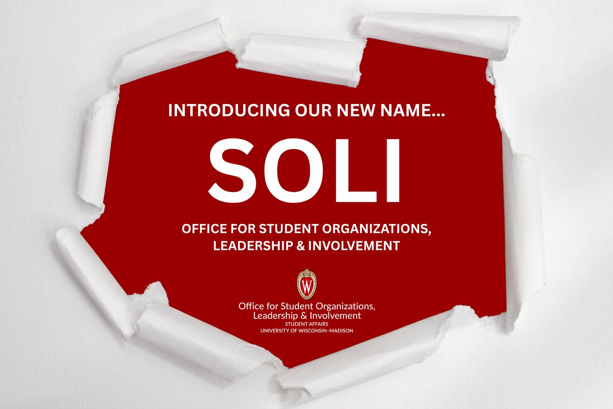 SOLI @ UW-Madison (@uw_soli) on Twitter photo We're thrilled to reintroduce ourselves as the Office for Student Organizations, Leadership & Involvement, or SOLI! We've made this change to our name to better reflect our core services and mission. We're thrilled to reintroduce ourselves as the Office for Student Organizations, Leadership & Involvement, or SOLI! We've made this change to our name to better reflect our core services and mission.
