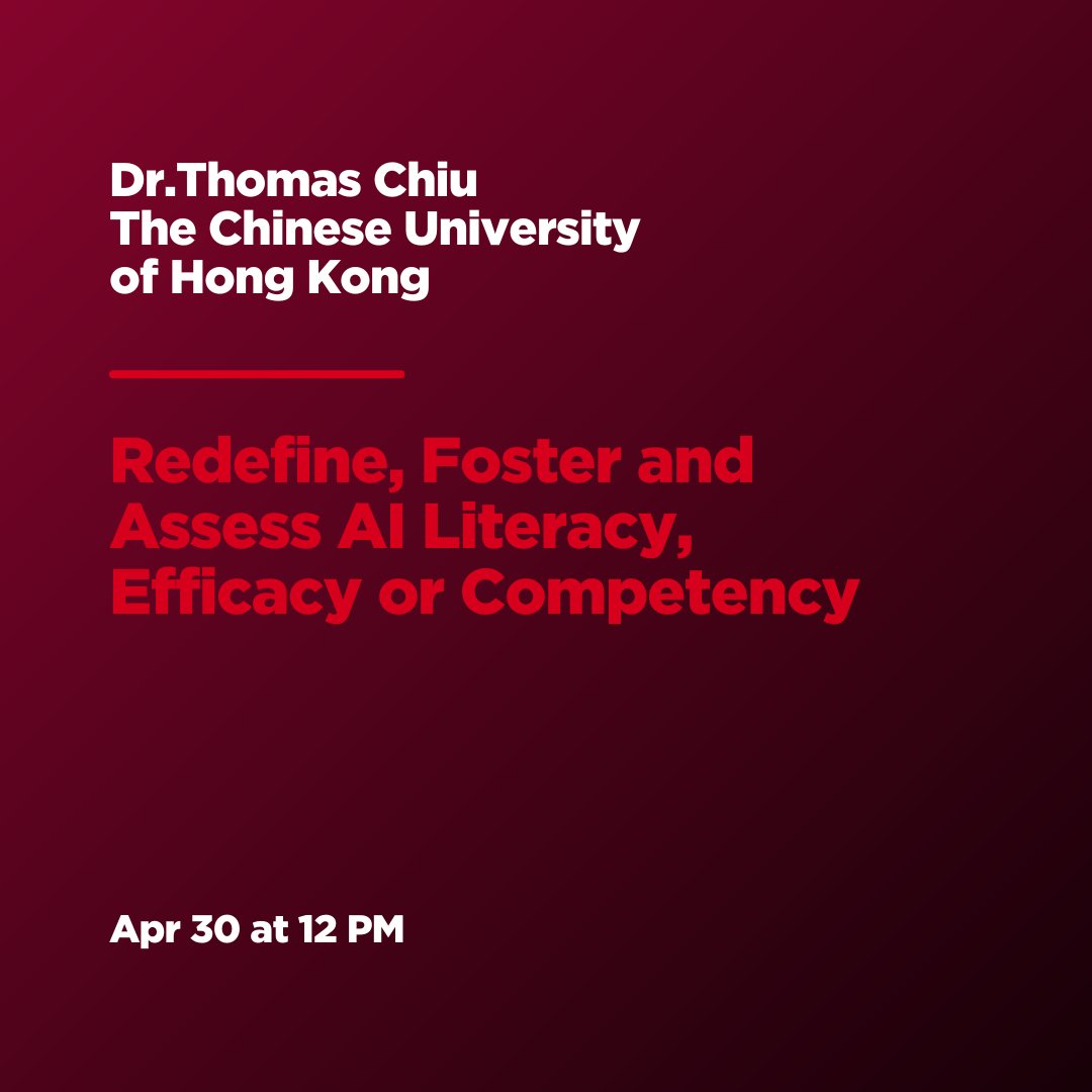 UCalgaryLibrary's tweet image. In academia? Wondering how to navigate the GenAI landscape?
Don't miss the HYBRID workshops in this global series
Apr 30 | Dr. Thomas Chiu, @cuhkofficial
Search UCalgary CAIELI for details
CAIELI (Centre for Artificial Intelligence Ethics, Literacy and Integrity)