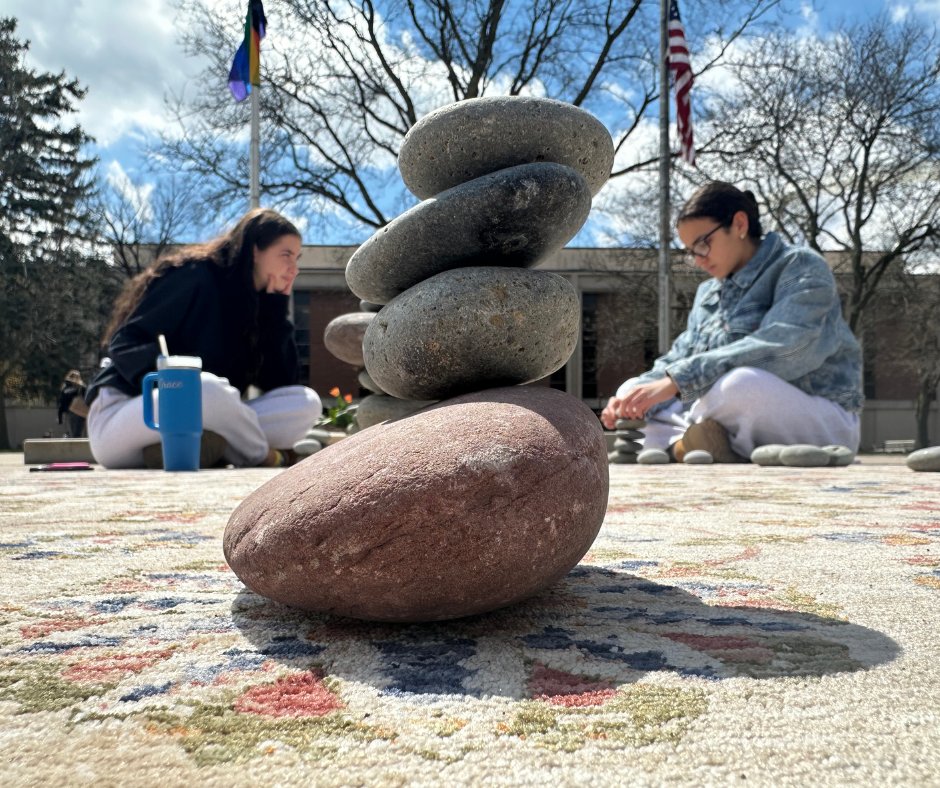 🌍 🍊 🕉️ Hendricks Chapel's Buddhist Meditation Association (BMA) is sponsoring a rock stacking meditation in celebration of Earth Day. Stacking or balancing stones can be a form of meditation to promote mindfulness. Come by Hendricks Chapel until 5 PM today to participate!