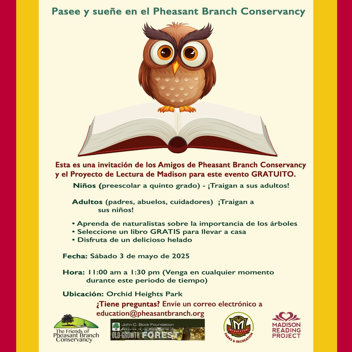 MSNReadingProj's tweet photo. 📖✨ Books, birds, and ice cream - what more could you ask for? Join Friends of Pheasant Branch Conservancy and MRP for Books and Birds on Saturday, May 3rd, at 11 AM!

#NewBookFeeling #LiteracyMatters #MadisonWI #EnvironmentalMatters https://t.co/ortIPfKlRM