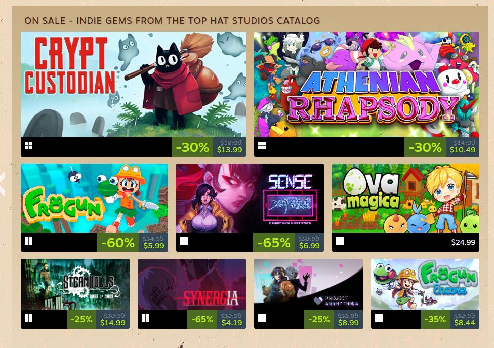 Top Hat Studios sale on Steam buff.ly/INAEnUY