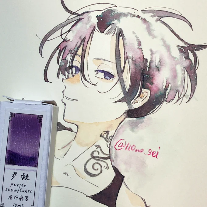 今日の落書きフィリマ 黒いのは万年筆インク、肌は水彩、紙は古かったのでダメになってた(とてもかなしい) 