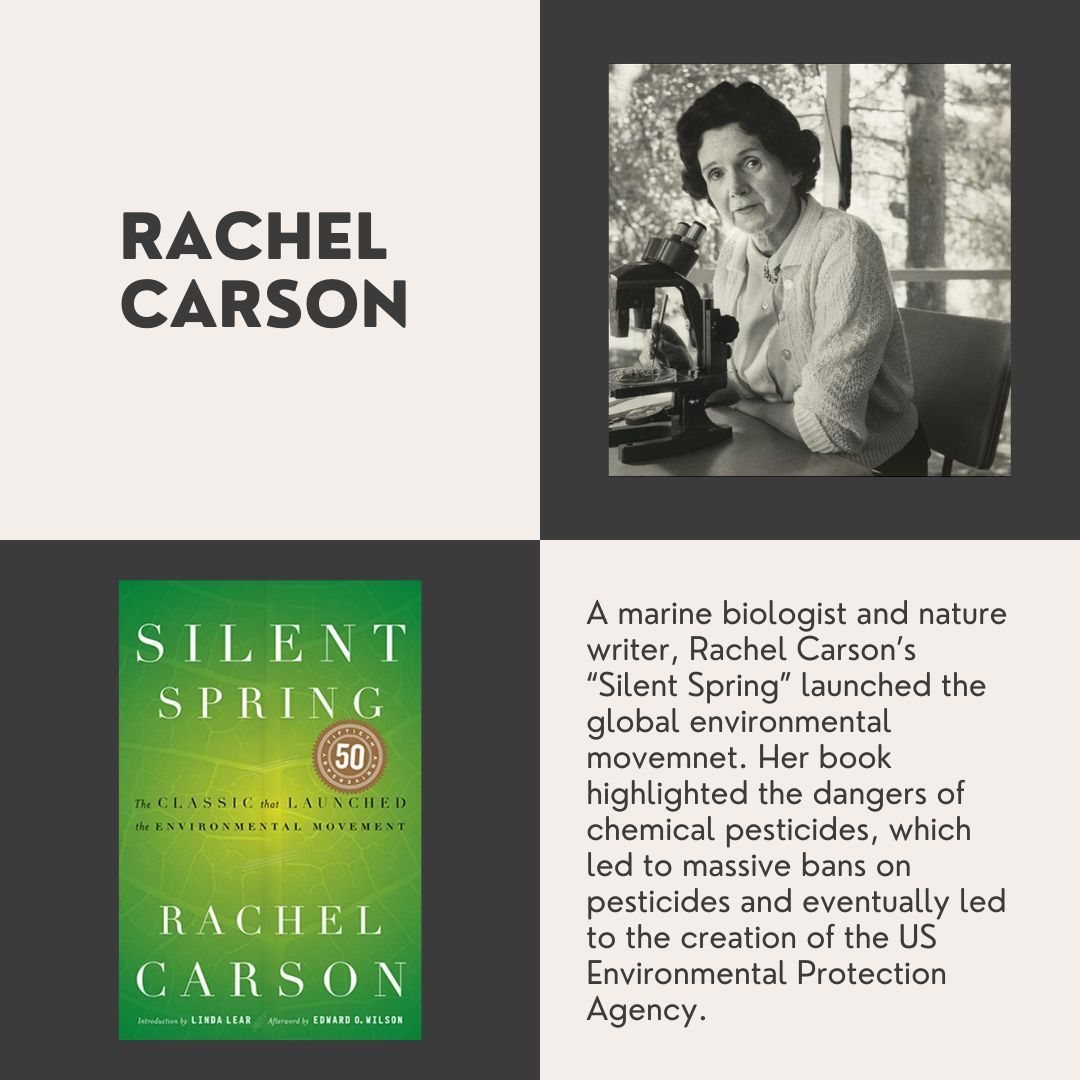 GW_WGSS's tweet image. In recognition of Earth Day, today we recognize biologist Rachel Carson who greatly influenced the environmental movement with her revolutionary book &quot;Silent Spring.&quot; 

#wgss #rachelcarson #silentspring #earthday #environmentalmovement #feminism