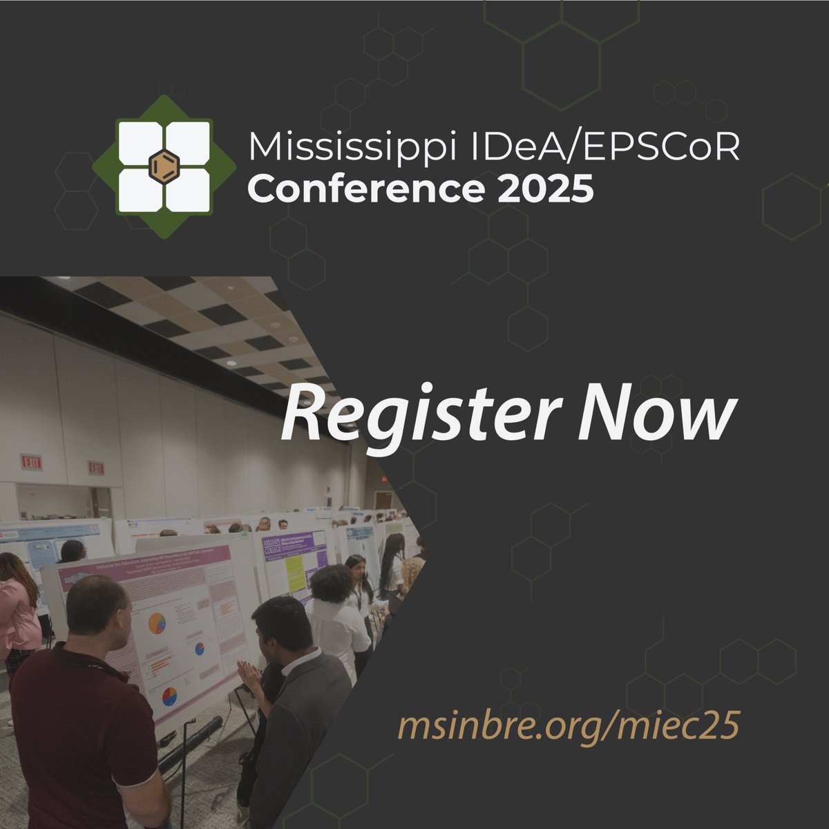 Showcase your research 🔍 and network 🤝 with scientists across Mississippi at #MIEC25, to be held Thursday, July 24, 2025, at Ole Miss: msinbre.org/miec25/
