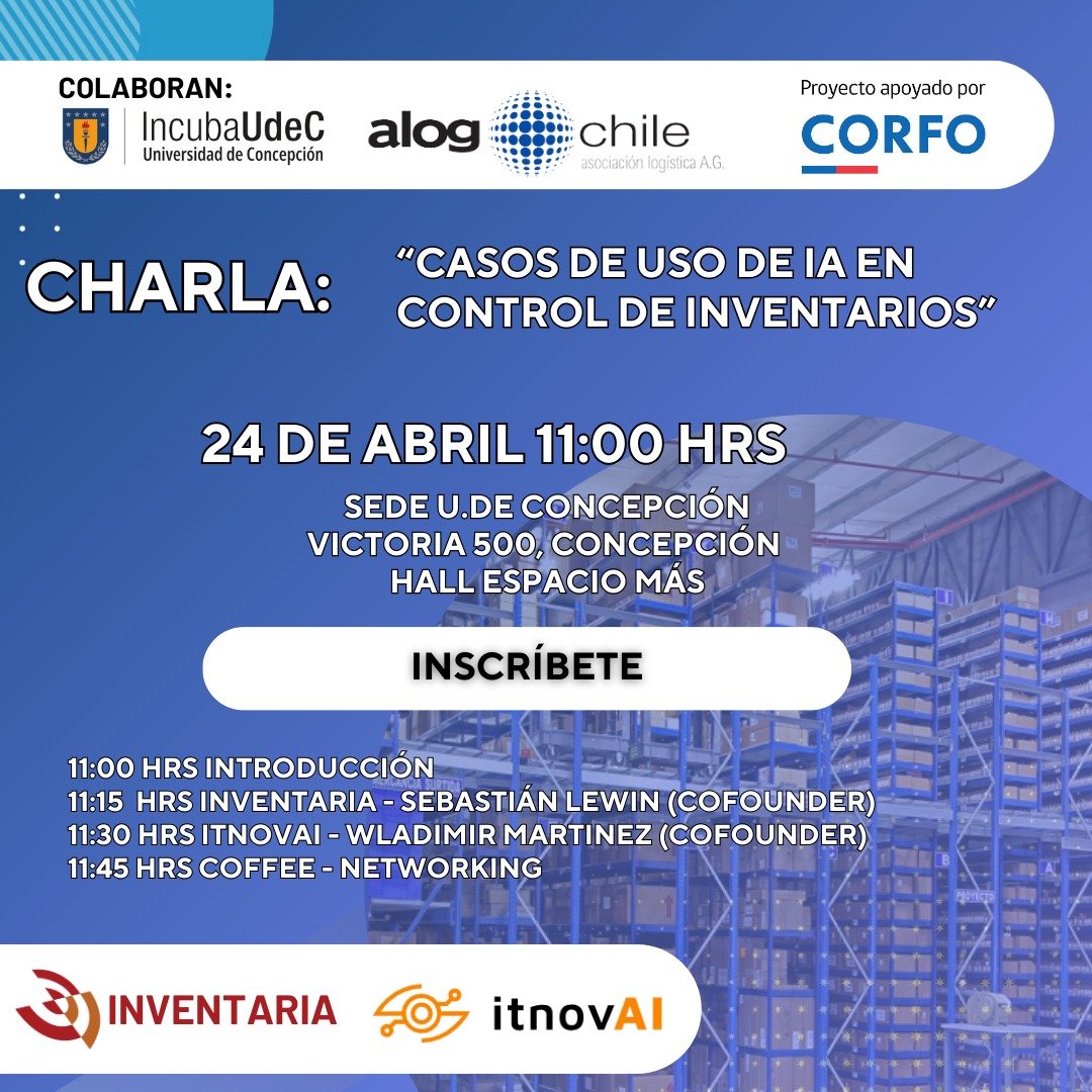 AlumniUdeC (@alumniudec) on Twitter photo Junto a <a href="/INCUBAUDEC/">IncubaUdeC</a> te invitamos a la charla "Casos de uso de IA en control de inventarios" a realizarse por Sebastián Lewin, CEO de INVENTARIA, empresa patrocinada por IncubaUdeC.
Inscripciones: docs.google.com/forms/d/e/1FAI… Junto a <a href="/INCUBAUDEC/">IncubaUdeC</a> te invitamos a la charla "Casos de uso de IA en control de inventarios" a realizarse por Sebastián Lewin, CEO de INVENTARIA, empresa patrocinada por IncubaUdeC.
Inscripciones: docs.google.com/forms/d/e/1FAI…