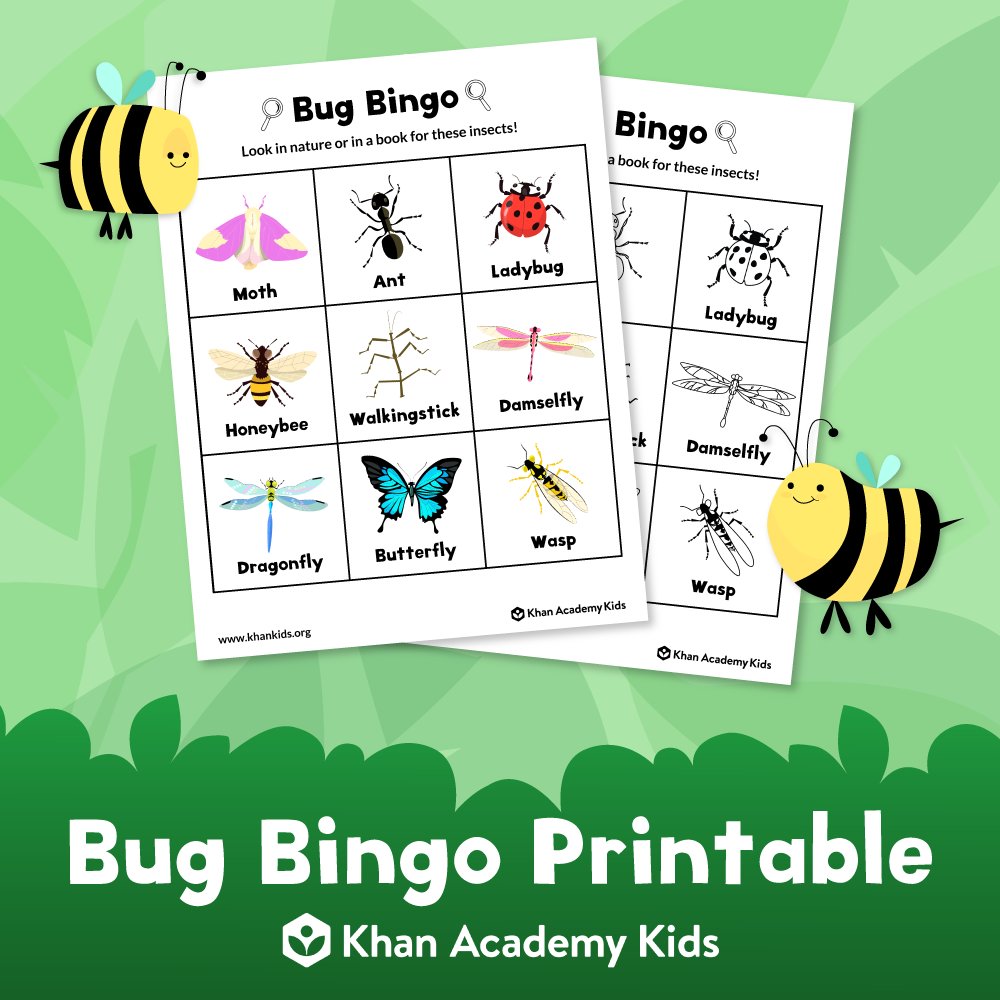 Up, down, and all around, let’s spot BUGS and hear their BUZZ! Encourage your little learners to look in nature, or in a book, for the insects on our Bug Bingo printable! 🦋🐝🔎Available for download, here: drive.google.com/file/d/105jV0p…

#EarthDay #KhanAcademyKids #InsectsUpClose