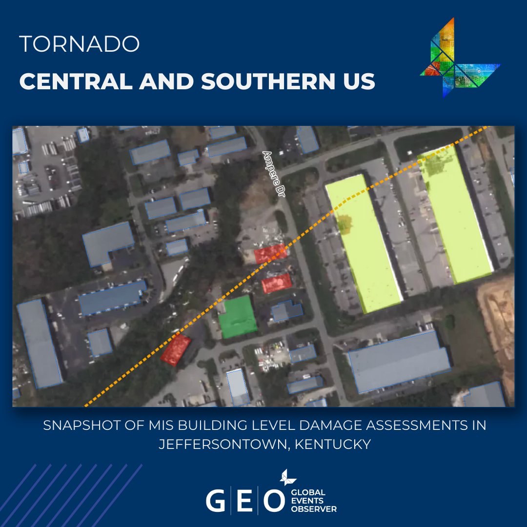 McKenzie_Int's tweet photo. After over two weeks of analysis from the MIS team, the GEO report for the Central and Southern US tornado outbreak is complete.

The final update includes Satellite Imagery, Building Level Damage Assessments and a Claims Layer covering Jeffersontown, Kentucky. https://t.co/GGqlPKAB4R