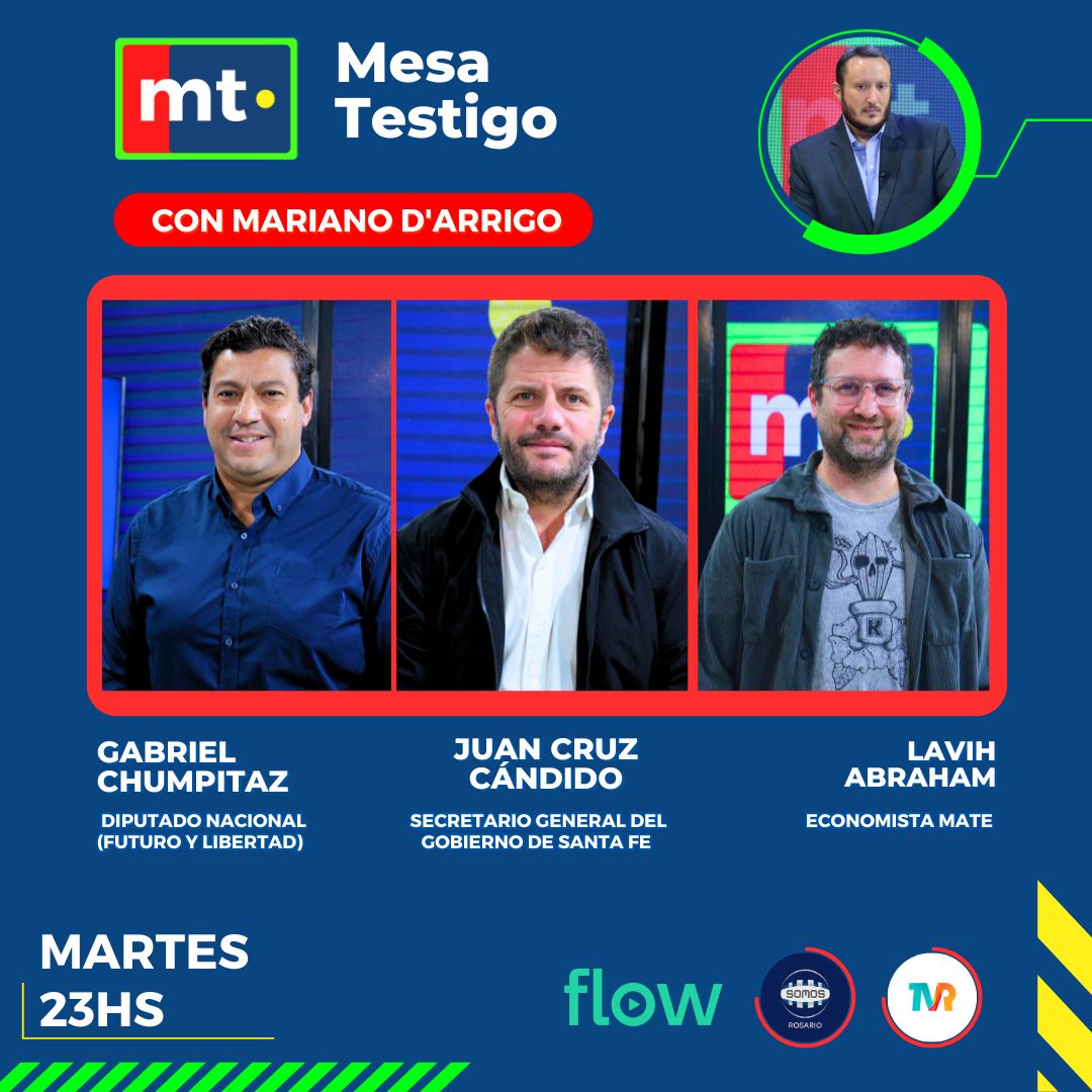 Este martes en #MesaTestigo con 
🔸 <a href="/gfchumpitaz/">Gabriel F. Chumpitaz</a>
🔸 <a href="/CacuCandido/">Juan Cruz Cándido</a>
🔸 <a href="/lavih7/">Lavih Abraham</a>

🖊️ <a href="/mdarrigo/">Mariano D'Arrigo</a>

▶️Martes 23hs también en nuestro YouTube: youtube.com/@mesatestigo
📺 <a href="/SomosRosarioOK/">Somos Rosario</a>  
📺 <a href="/tvregional2/">Televisión Regional Rosario</a>