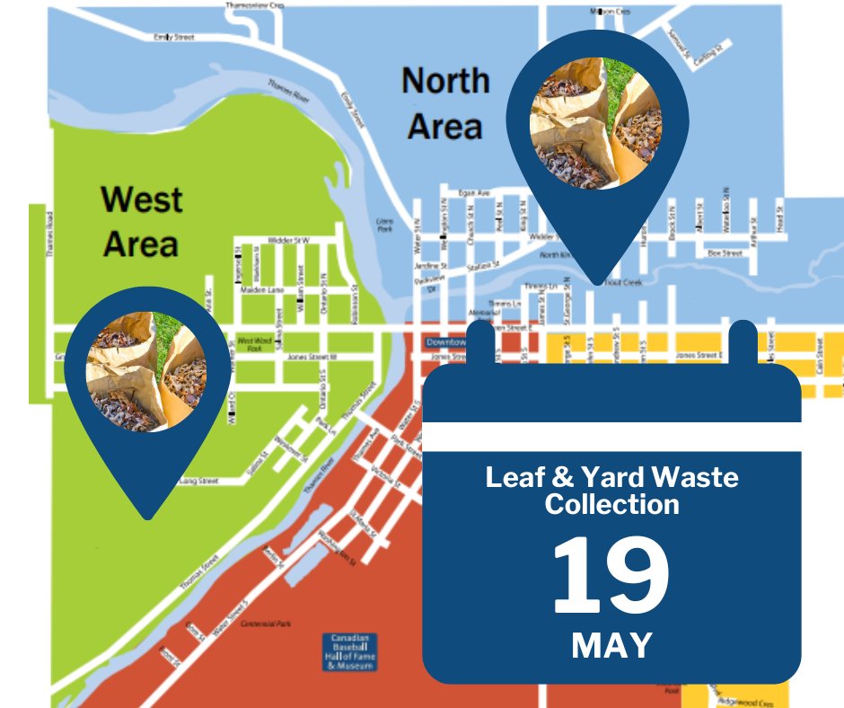 Curbside leaf and yard waste collection is taking place in the north and west parts of #StMarysON this Monday, May 19! 🍃
The next collection date for the southeast and southwest parts of town is on Monday, May 26.
Full schedule, map and details: townofstmarys.com/yardwaste