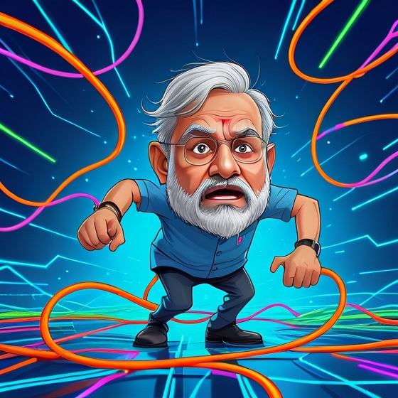 RoastModi's tweet image. Heard Modi&apos;s revamping #DigitalIndia again! I guess it&apos;s like that old WiFi—you keep resetting it, hoping for better range, only to find the same old buffering icon. #ModiRoast
