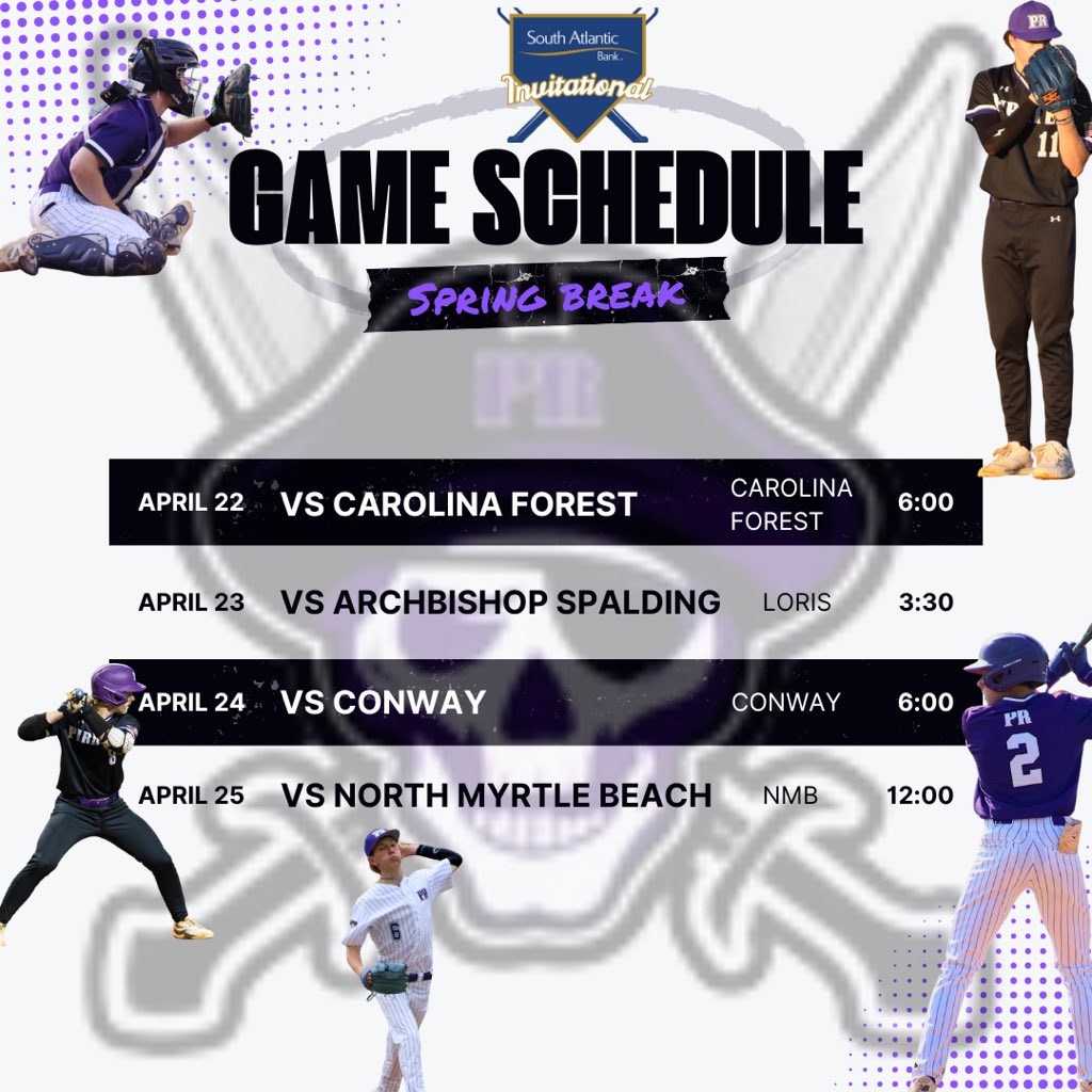 Enjoying Spring Break at the beach? Come out and watch some Pirate baseball!