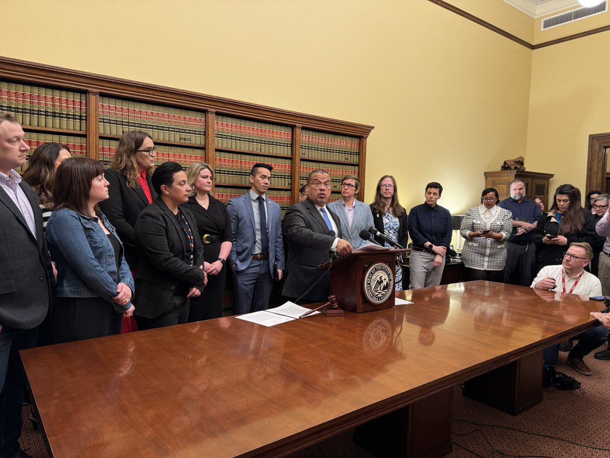 xanderosier's tweet image. MN Attorney General Keith Ellison announces lawsuit against Trump administration after threats on transgender minors in sports. MN is defying Trump executive order banning Trans girls from youth sports, which prompted lawsuit threat from US Attorney General Pam Bondi in February
