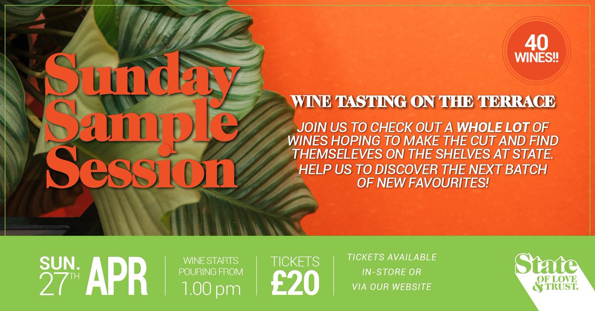 HERE WE BLOODY GO…..

40 Wines, 40 possibilities for the shelves….

We need your help 

Tickets available in store or online…

See you soon 

Team State 

X