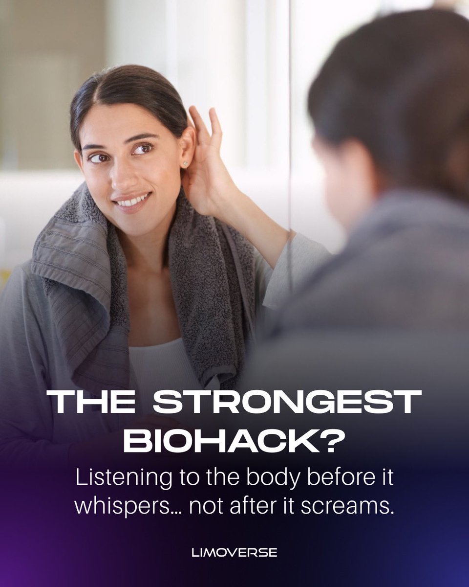limoverseglobal's tweet photo. The strongest biohack is awareness.
The body speaks — first in whispers, then louder when ignored! 👀

At Limoverse, it’s about tuning in early, making mindful choices, and staying ahead in the journey to better health.

Every smart choice today builds a stronger tomorrow! 💪🏻 https://t.co/Q1HnbW5umq