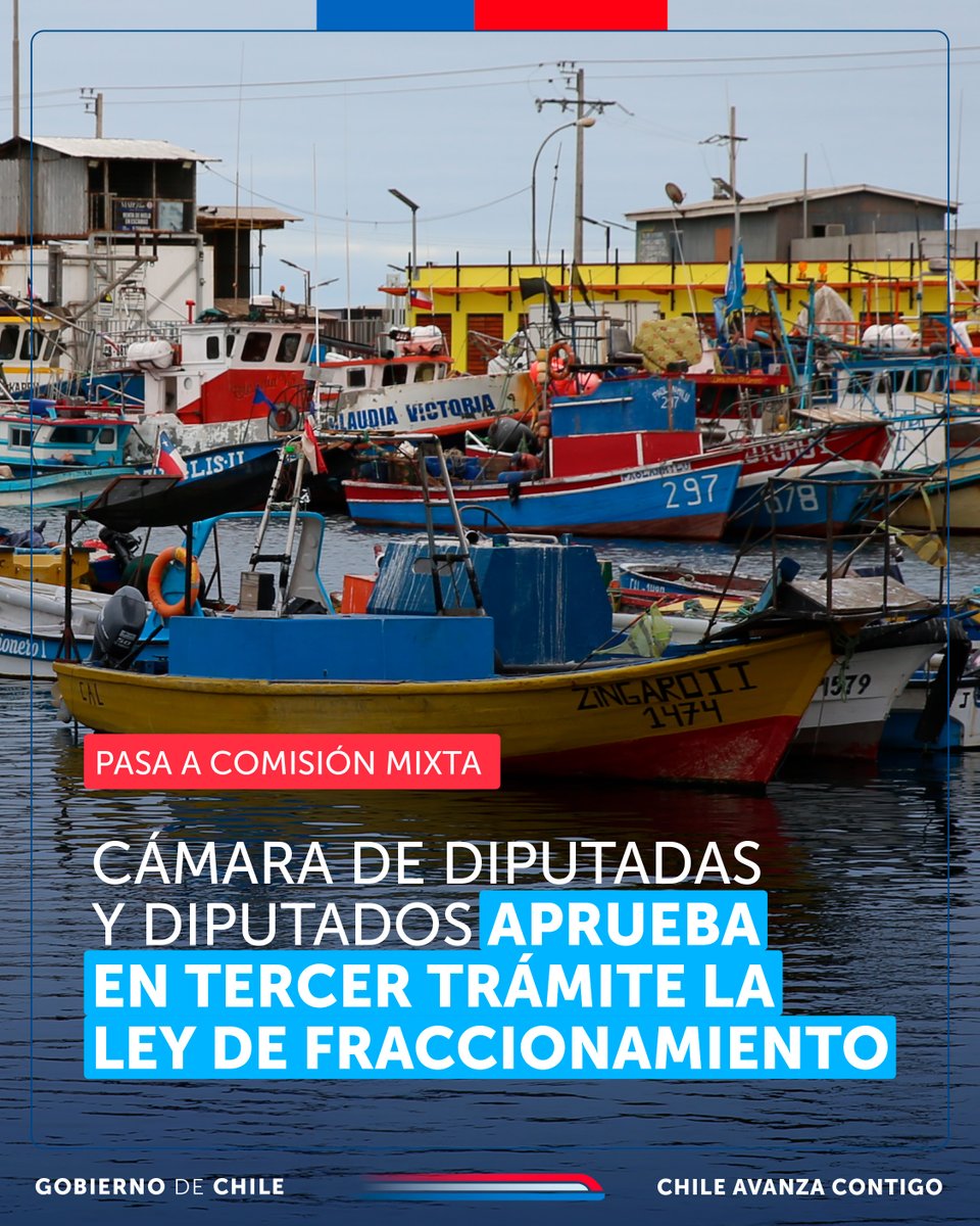 📃 La <a href="/Camara_cl/">Diputadas y Diputados de Chile</a>  aprobó el proyecto de #LeydeFraccionamiento, hacia una distribución más justa y equitativa de cuotas entre el sector artesanal e industrial.

Algunos puntos como lo relacionado a merluza común llegarán a comisión mixta, instancia que se constituirá prontamente.