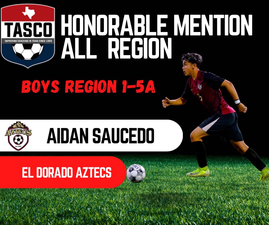 History continues
Congrats to Alex Orquiz &amp; Elijah Pascale for making  1st Team All Region. Ulyses Echeverria for 2nd Team All Region, and Aidan Saucedo for Honorable Mention All Region! <a href="/tascosoccer/">TASCO</a> <a href="/Fchavezeptimes/">Felix Chavez</a> <a href="/EDAztecs_HS/">Patricia Pedroza</a> <a href="/SocorroISD/">Socorro ISD</a> #FuerzaAzteca #GoldenBoys