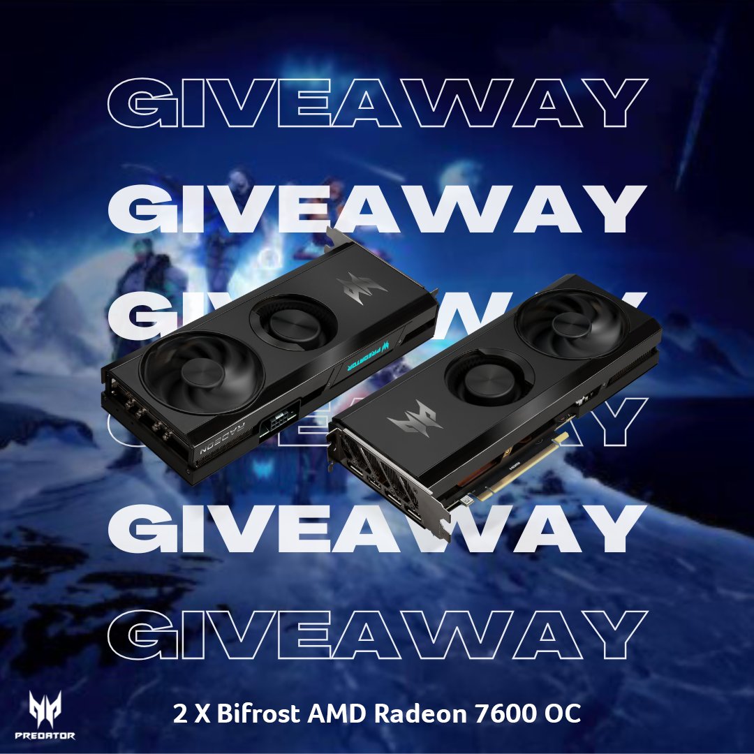 Predator Gaming 🇫🇷 (@predatorfrance) on Twitter photo Pour la sortie d'Oblivion (et aussi pcq on est des kiffeurs) on vous fait gagner non pas une mais 2 GPU Predator RX 7600 OC ! Pour gagner :
- RT + Follow <a href="/PredatorFrance/">Predator Gaming 🇫🇷</a>
- Mentionne un frérot qui joue encore sous GT 730
Les 2 personnes gagneront une carte graphique chacun ! Pour la sortie d'Oblivion (et aussi pcq on est des kiffeurs) on vous fait gagner non pas une mais 2 GPU Predator RX 7600 OC ! Pour gagner :
- RT + Follow <a href="/PredatorFrance/">Predator Gaming 🇫🇷</a>
- Mentionne un frérot qui joue encore sous GT 730
Les 2 personnes gagneront une carte graphique chacun !