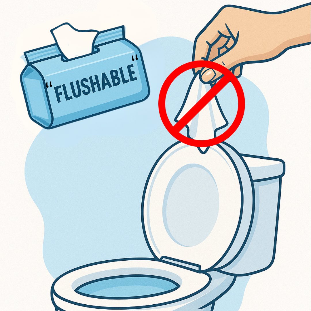 qleanse's tweet photo. Think Your Wipes Are Flushable?

Most wipes labeled “flushable” don’t break down. They clog pipes and harm the environment...⬇️ https://t.co/OfX43Z9jvn