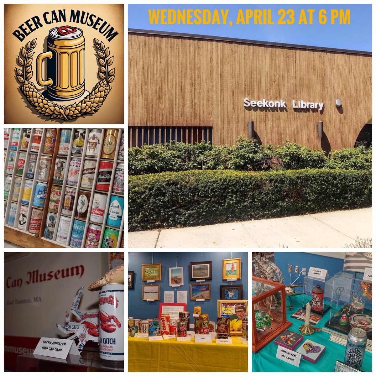 beercanmuseum's tweet photo. Tomorrow! The museum visits the Seekonk Public Library! @seekonklibrary #seekonk https://t.co/cYyUARYGWn