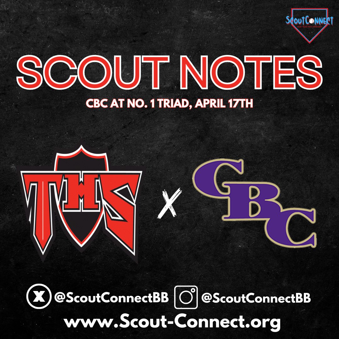 ScoutConnectBB's tweet image. 𝐒𝐜𝐨𝐮𝐭 𝐍𝐨𝐭𝐞𝐬: 𝐂𝐁𝐂 𝐚𝐭 𝐍𝐨. 𝟏 𝐓𝐫𝐢𝐚𝐝 🔎

+ Notes &amp;amp; video from our live look at @cadetbaseball and No. 1 @TriadBaseball on Thursday, April 17th.

+ Five names to know, highlighted here.👇

📝: tinyurl.com/2nhvyj2n