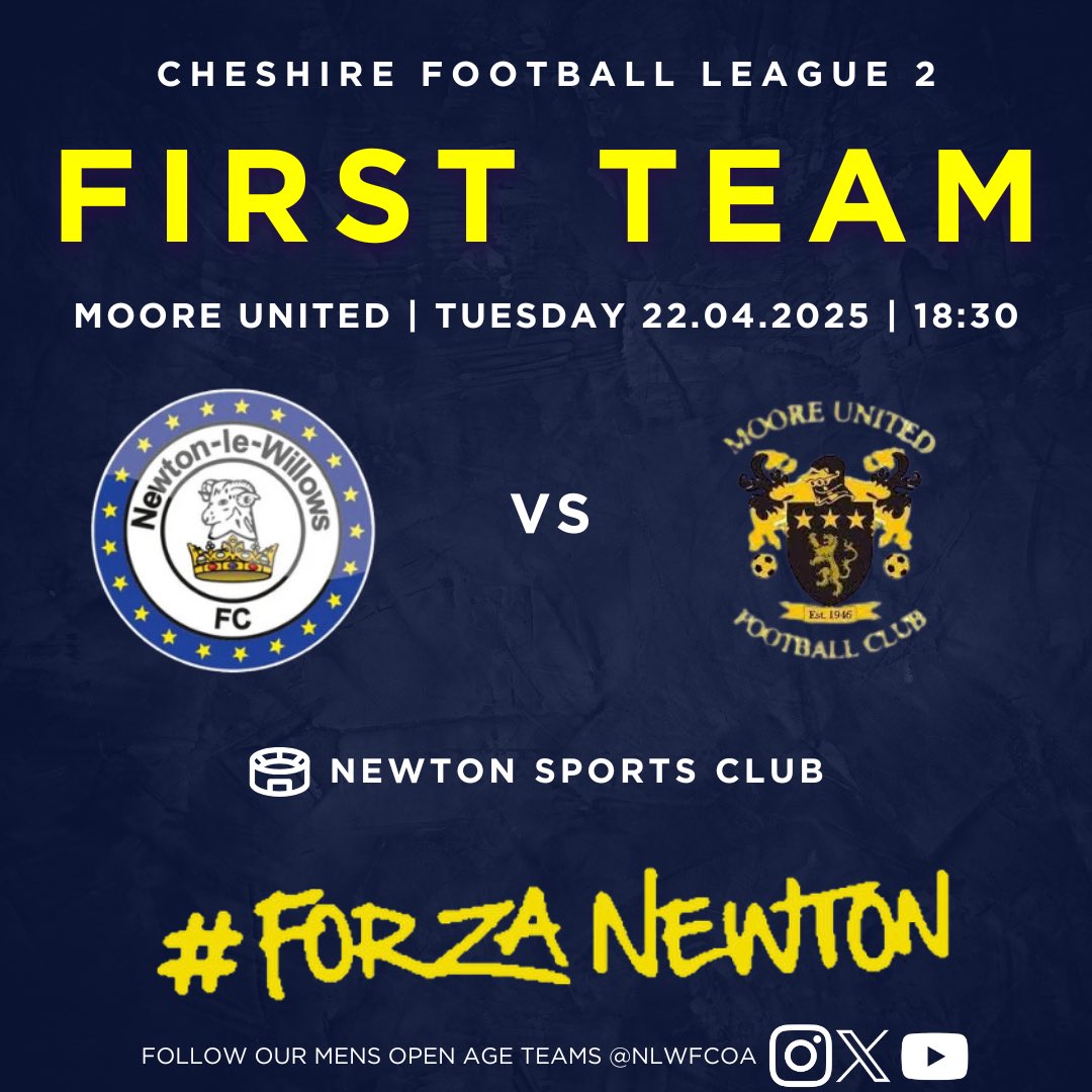 Newton-le-Willows FC Open Age (@nlwfcoa) on Twitter photo M A T C H D A Y
The games are coming thick & fast as tonight the First Team welcome Moore United to <a href="/nlwsports/">Newton Sports Club</a> club in a 6:30 kick off.
Hope to see you there supporting the lads 🫡
#ForzaNewton M A T C H D A Y
The games are coming thick & fast as tonight the First Team welcome Moore United to <a href="/nlwsports/">Newton Sports Club</a> club in a 6:30 kick off.
Hope to see you there supporting the lads 🫡
#ForzaNewton