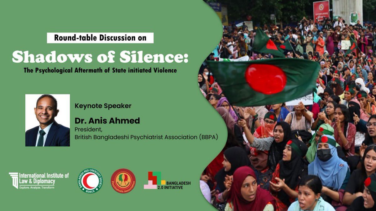 Dr ⚕️Anis Ahmed 🌹 💙 (@ani5ahmed) on Twitter photo Honoured to deliver keynote at Dhaka university on 19 April for roundtable on mental health after July Uprising. Speaking on ambiguous loss, PTSD, moral injury, therapeutic justice. <a href="/BBPAUK/">BBPA</a> <a href="/ApsanaBegumMP/">Apsana Begum MP</a> <a href="/rushanaraali/">Rushanara Ali MP 💙</a> <a href="/RupaHuq/">Rupa Huq MP</a> <a href="/BBA_Alliance/">BritishBangladeshiAlliance</a> <a href="/UKinBangladesh/">UK in Bangladesh 🇬🇧🇧🇩</a> <a href="/BDHCLondon/">BangladeshinUK</a> @ Honoured to deliver keynote at Dhaka university on 19 April for roundtable on mental health after July Uprising. Speaking on ambiguous loss, PTSD, moral injury, therapeutic justice. <a href="/BBPAUK/">BBPA</a> <a href="/ApsanaBegumMP/">Apsana Begum MP</a> <a href="/rushanaraali/">Rushanara Ali MP 💙</a> <a href="/RupaHuq/">Rupa Huq MP</a> <a href="/BBA_Alliance/">BritishBangladeshiAlliance</a> <a href="/UKinBangladesh/">UK in Bangladesh 🇬🇧🇧🇩</a> <a href="/BDHCLondon/">BangladeshinUK</a> @