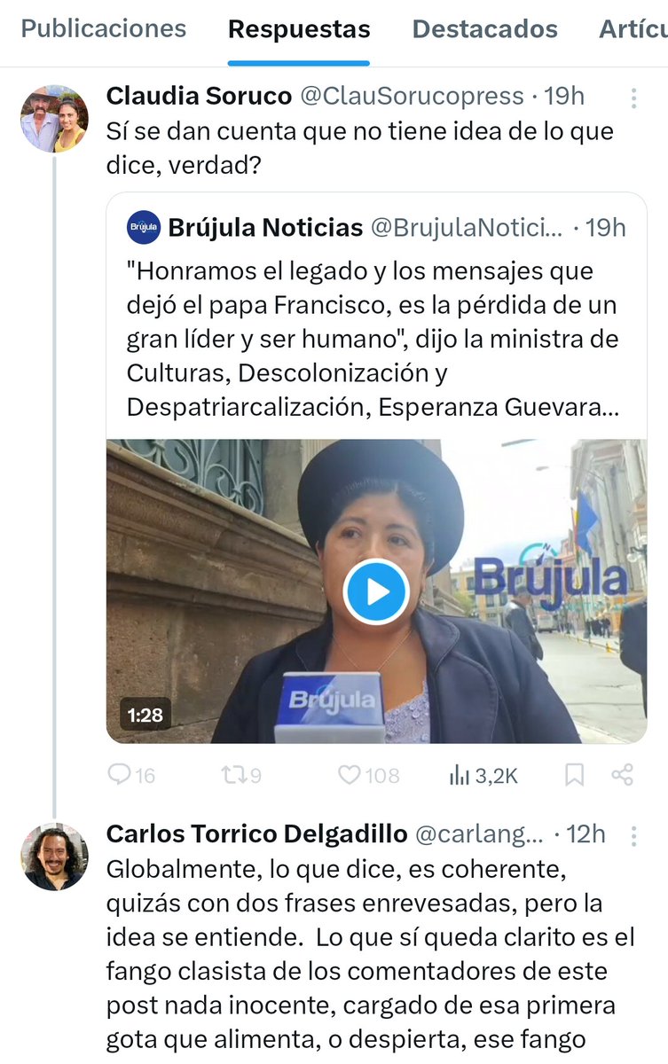 carlangastd's tweet photo. Este comentario bastó para que esta periodista me bloquee😔. Ya, sea. Pero que su post tiene un tufo clasista, lo tiene. Ya lo entenderá, espero, que tampoco es tan naif la periodista, me parece. (O soy yo el naif y ella una verdadera militante de "la restauración"😬?). https://t.co/HLCYVwbKk2