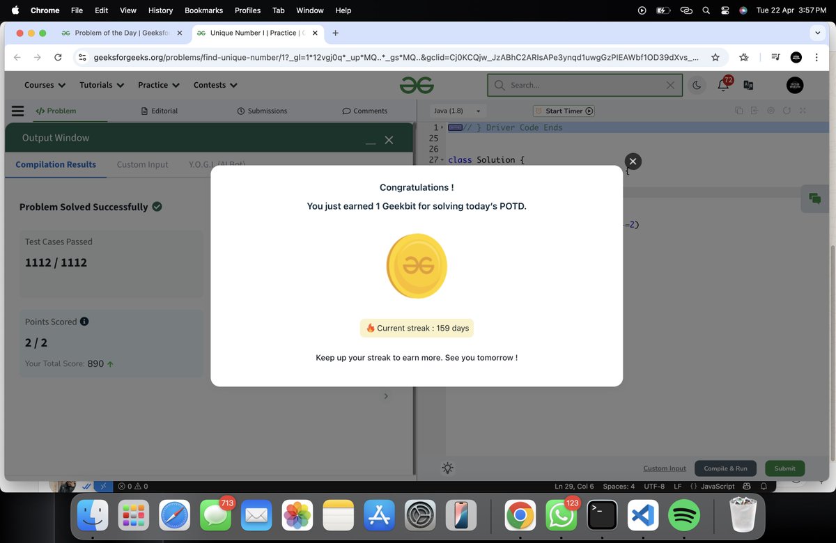 Bhavin0325's tweet photo. HELLO FOLKS!! 

160 Days of Problem Solving - Your Ultimate Interview Preparation Journey!

Day-159 : 
Topic : Bit Manipulation
Solved problem : Unique Number I

@geeksforgeeks 

#gfg160 #geekstreak2024 #POTDwithGFG #DSA #ProblemSolving https://t.co/TGK3QdXTZJ