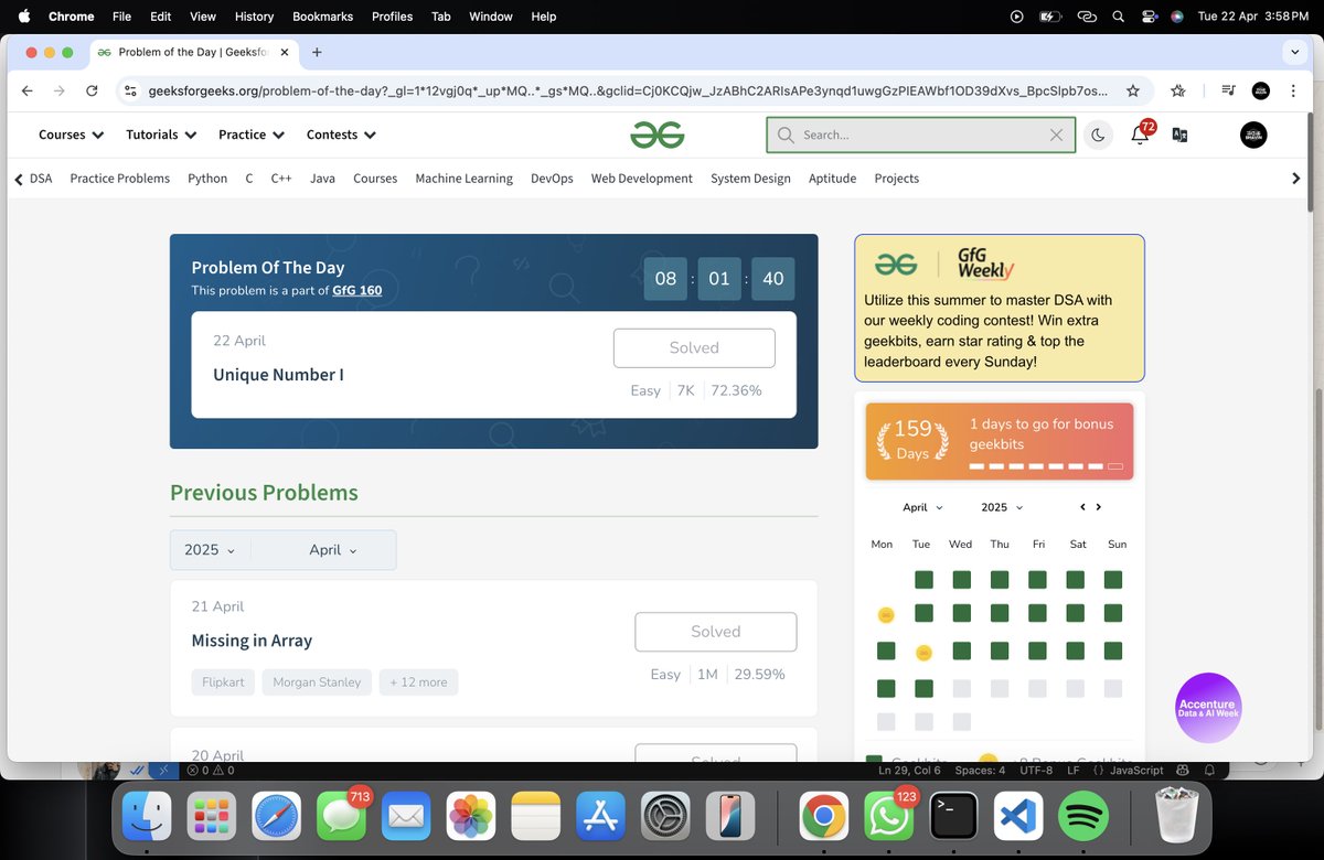 Bhavin0325's tweet photo. HELLO FOLKS!! 

160 Days of Problem Solving - Your Ultimate Interview Preparation Journey!

Day-159 : 
Topic : Bit Manipulation
Solved problem : Unique Number I

@geeksforgeeks 

#gfg160 #geekstreak2024 #POTDwithGFG #DSA #ProblemSolving https://t.co/TGK3QdXTZJ