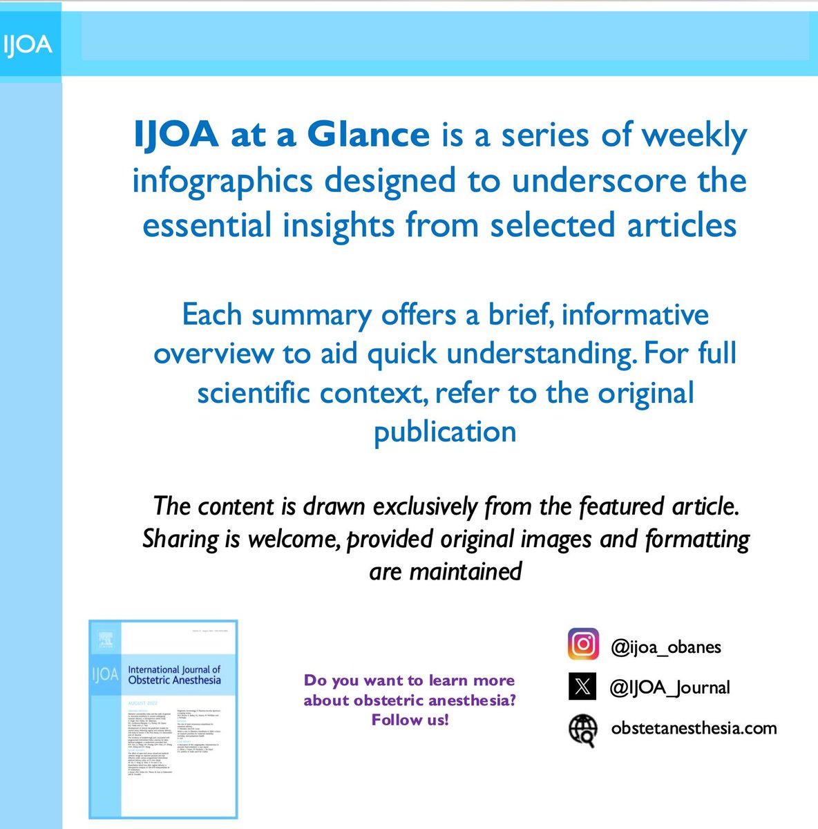 International Journal of Obstetric Anesthesia (@ijoa_journal) on Twitter photo IJOA at a Glance:
Highlighting a retrospective study by KL Jackson et al
<a href="/AllisonLeeNYC/">Allison Lee</a>
Full article: doi.org/10.1016/j.ijoa…
Do you maintain left uterine tilt during cesarean deliveries in your practice?
#ObAnaes #ObAnes IJOA at a Glance:
Highlighting a retrospective study by KL Jackson et al
<a href="/AllisonLeeNYC/">Allison Lee</a>
Full article: doi.org/10.1016/j.ijoa…
Do you maintain left uterine tilt during cesarean deliveries in your practice?
#ObAnaes #ObAnes