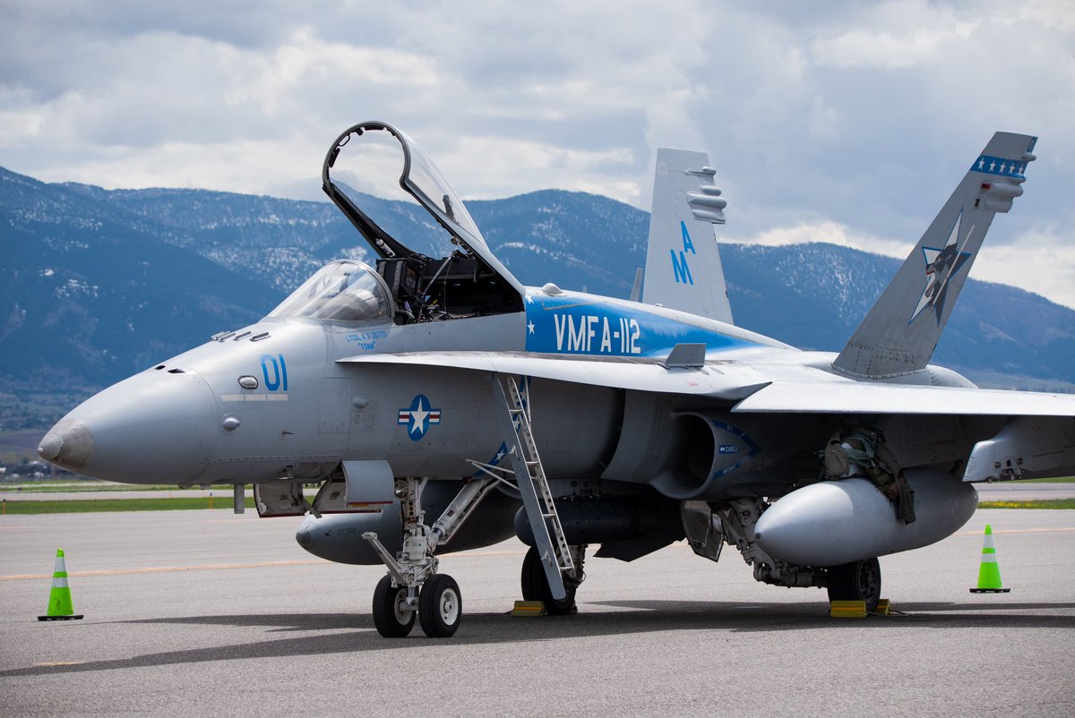 jonmalizia's tweet photo. VMFA-112 Cowboys at Bozeman Yellowstone International Airport #VMFA112 #KBZN #BozemanMontana https://t.co/t1JK3qr1gm