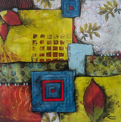 lonecrow4's tweet photo. Collage Art Piece, This week is "Not Predictable,"  just like our spring temps. warm and cool in our colors. Read more about Here  https://t.co/PqXDu7fwkj https://t.co/DjexdG7tL7
