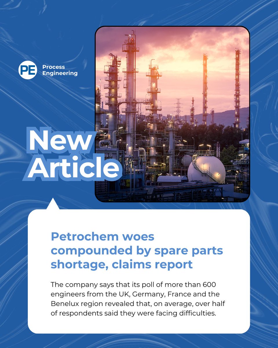 Spare parts sourcing for cooling, heating, steam and compressed air equipment is becoming more problematic for process firms in the UK and western Europe, claims a new Aggreko survey.

More: processengineering.co.uk/article/209535…

#PE