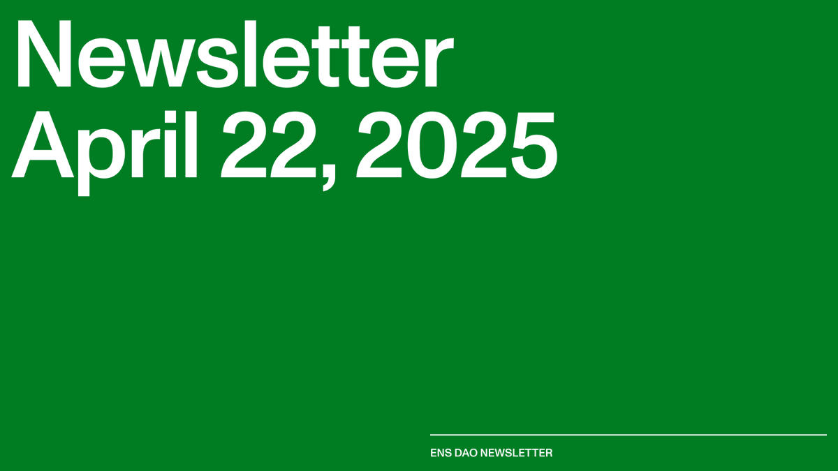 ENS DAO Newsletter — Nº 85 ✧

This edition highlights <a href="/ensdomains/">ens.eth</a> Q1 reports, April voting results, and key moments from Taipei.

Other highlights include <a href="/justaname_id/">JustaName.eth</a>'s ensvolution.xyz project and the latest monthly Endowment reports.

🔗 paragraph.xyz/@ensdao/85