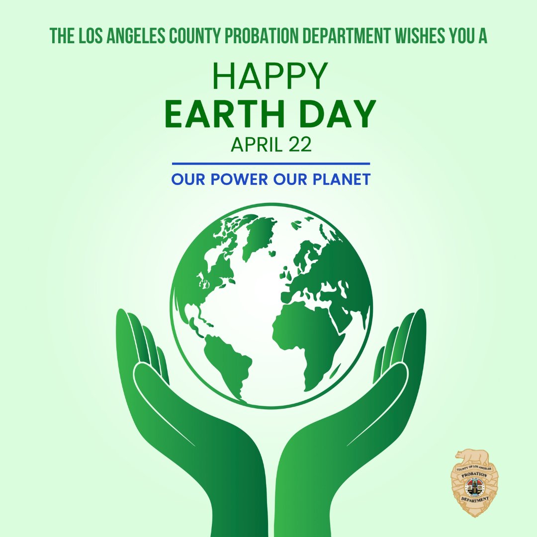 LACProbation's tweet image. 🌍 On April 22, #EarthDay2024 raises awareness on climate change, pollution, recycling, renewable energy & more.
Everyone can take action—drive green, conserve water, reduce waste.
Join or start a campaign in your community!
#LACProbation #SaveTheEarth