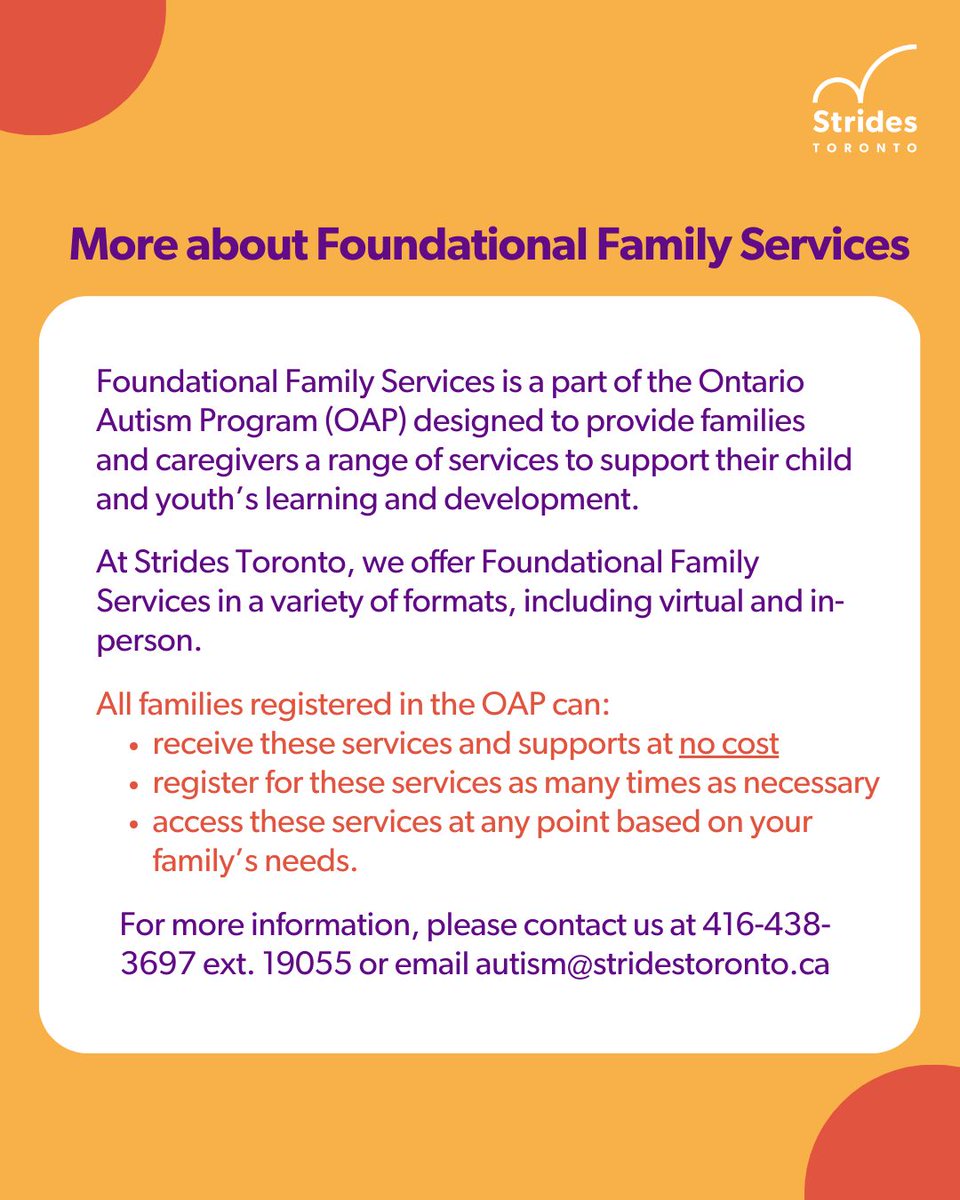 stridesTO's tweet image. Join #StridesTO’s Autism Foundational Family Services team for our second round of April workshops beginning April 23rd! 💜❤️ These workshops are free to families registered with the Ontario Autism Program (OAP).