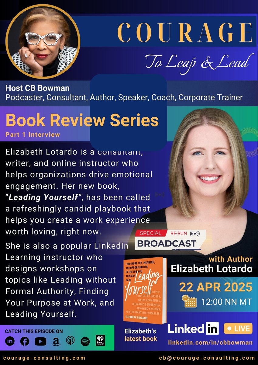 SPECIAL RERUN - TODAY on Courage to Leap and Lead! Elizabeth Lotardo: preview.mailerlite.io/preview/598667…