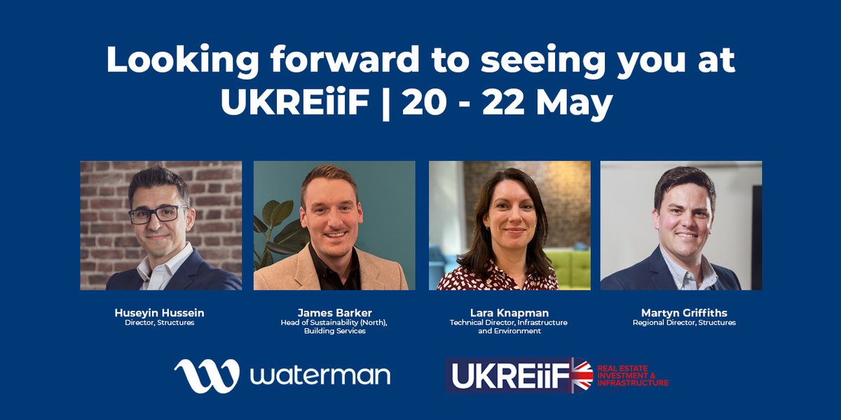 Waterman_group's tweet photo. Four weeks until @UKREiiF!

We're looking forward to reconnecting with industry colleagues and friends at UKREiiF next month! If you're attending, we'd love to catch up — get in touch with a member of our team to arrange a meeting. See you in Leeds!

#UKREiiF https://t.co/eRSDCeVVtH